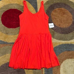 NWT True Orange Pleated Tennis Dress Athletic Dress Built in Shorts Size Medium